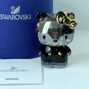 Swarovski Hello Kitty Rare Black Shirt Mirrored Gold Bow Sanrio MIB S243